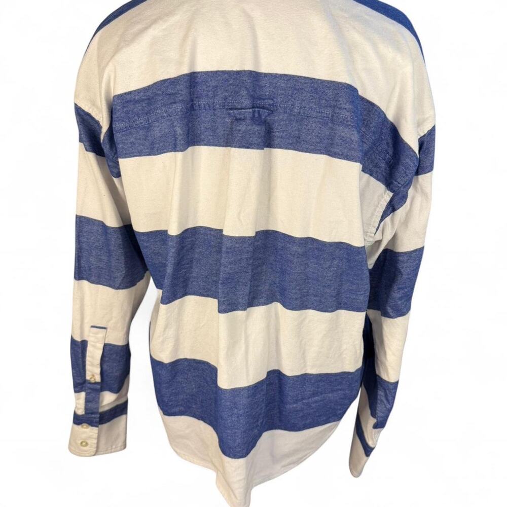 LL Bean Signature Boyfriend Blue & White Striped Oxford Shirt - Picture 5 of 7